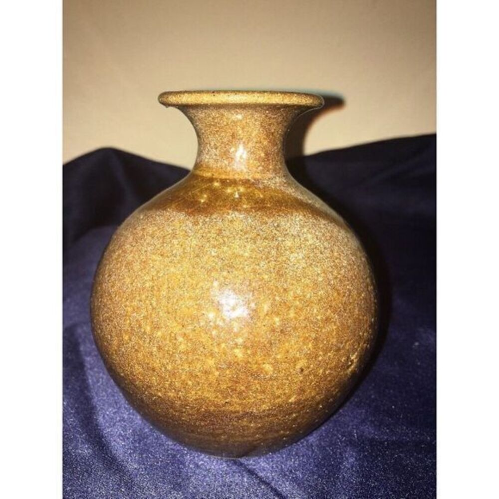5" Glazed‎ Earthy STONEWARE POTTERY VASE ~ Hand Crafted and Signed